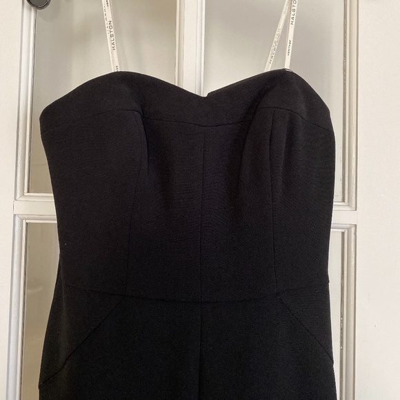 NWT - HALSTON Black Strapless Crepe Midi Flounce Dress - 0 - Picture 10 of 15